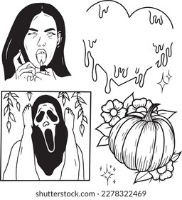 Handcrafted Tattoo Vector Art: A Set of Hand-Drawn Graphics