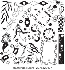 Handcrafted Tattoo Vector Art: A Set of Hand-Drawn Graphics