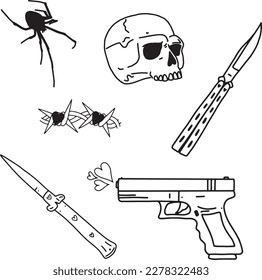 Handcrafted Tattoo Vector Art: A Set of Hand-Drawn Graphics