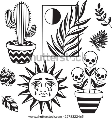 Handcrafted Tattoo Vector Art: A Set of Hand-Drawn Graphics