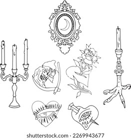 Handgefertigte Tattoo Vector.Einzigartige handgefertigte Tattoo-Vektorgrafiken.Handgefertigte Tattoo-Vektorkunst