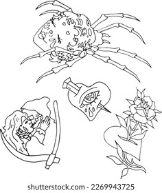 Handcrafted Tattoo Vector.Unique Handcrafted Tattoo Vectors.Handmade Tattoo Vector Art