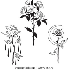 Vector de tatuajes artesanales.Vectores de tatuajes artesanales únicos.Arte de vectores de tatuajes artesanales