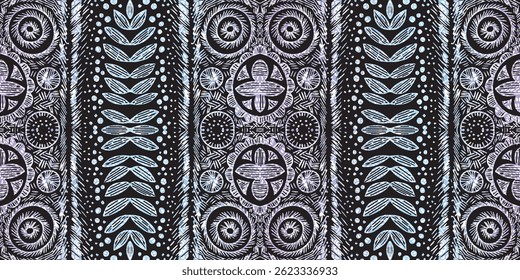 Handcrafted textile design African tribal motifs. African ethnic traditional blue and black pattern. seamless beautiful Kitenge, chitenge, dutch wax style.