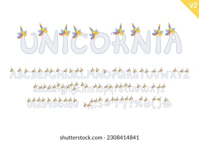 Handcrafted Unicornia Letters. Color Creative Art Typographic Design