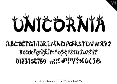 Handcrafted Unicornia Letters. Color Creative Art Typographic Design