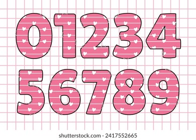 Handcrafted Valentine number color creative art typographic design