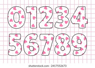 Handcrafted Valentine number color creative art typographic design