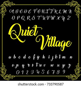 Handcrafted vector alphabet letters named Quiet Village