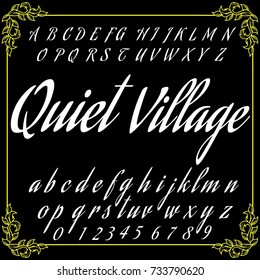 Handcrafted vector alphabet letters named Quiet Village