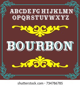 Handcrafted vector alphabet letters named Bourbon