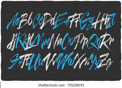 Handcrafted vector calligraphic script font. Dirty brush alphabet set.
