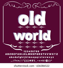handcrafted vector Font  - old wood