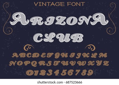 handcrafted vector script alphabet font vintage old style and vector design handwritten,brush,retro,old style design,vector letters,vintage,labels,illustration arizona club