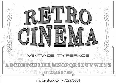 handcrafted vector script alphabet font vintage old style and vector design handwritten,brush,retro,old style design,vector letters,vintage,labels,illustration named-retro cinema