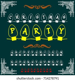 Handcrafted vector script calligraphy font, letters named Christmas Party