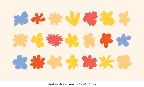Handcrafted vector set of stars, floral sketches, geometric badges and stickers — perfect for creative branding, printables, packaging and social platforms.
