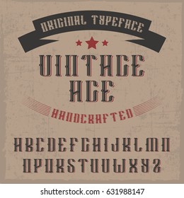 handcrafted 'Vintage age' font with a ribbon. Vintage style.