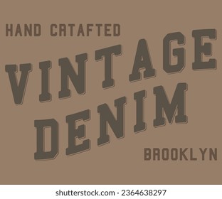 Handcrafted Vintage Denim Brooklyn  Editable for graphic tee t shirt or sweatshirt - Vector