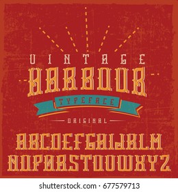 Handcrafted vintage 'Harbour' font with a ribbon. With vintage background. 