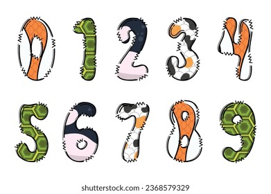 Handcrafted Water Creature number color creative art typographic design