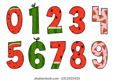 Letras de sandía artesanales. Diseño tipográfico de arte creativo en color