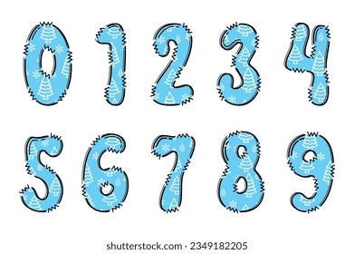 Handcrafted Winter number color creative art typographic design