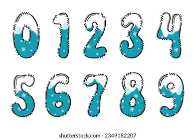 Handcrafted Winter number color creative art typographic design