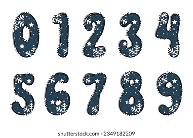Handcrafted Winter number color creative art typographic design