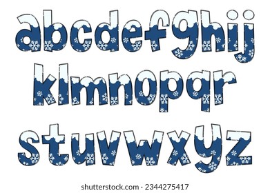 Handcrafted Winter Time Letters. Color Creative Art Typographic Design