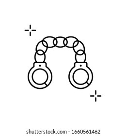 Handschellen, Süchtige Symbol. Einfache Vektorillustration, Umrisselemente von suchterzeugenden Menschen für i und ux, Website oder mobile Anwendungen