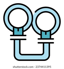 Vector de contorno del icono de captura de la esposas. Cárcel de mano. Color de liberación criminal