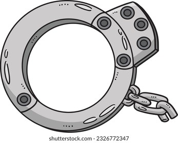 Handcuff Cartoon Colored Clipart Illustration