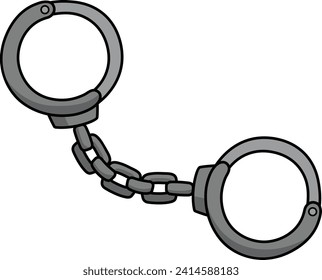 Handcuff Cartoon Colored Clipart Illustration