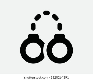 Handschellen-Kettensymbol. Handschellen sperren Tie Crime Law Enforcement Security Bondage Slave. Schwarz-Weiß-Zeichen-Symbol-Illustration Kunstwerk EPS-Vektorgrafik