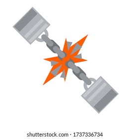 Esposas. Icono del arresto del infractor. Elemento de la policía y las prisiones. Restricción de la libertad y liberación. Broken Shackles para la mano. Cadena dañada.