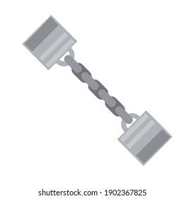 Handcuff. Icon of arrest of offender. Element of police and prisons. Restriction of freedom. Shackles for the hand. Cartoon flat illustration. Grey chain