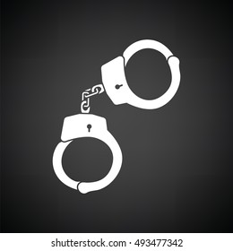 Handcuff  icon. Black background with white. Vector illustration.