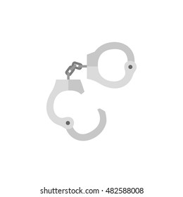 Handcuff icon in flat color style. Justice law equipment tool police criminal bondage