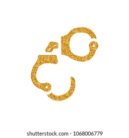 Handcuff icon in gold glitter texture. Sparkle luxury style vector illustration.