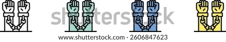 handcuff icon. Outline, Green, Blue and Yellow Style Design Isolated On White Background