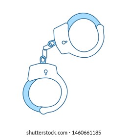Handcuff Icon. Thin Line With Blue Fill Design. Vector Illustration.