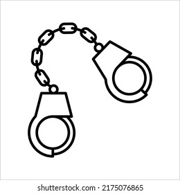 Icono de la manecilla, Ilustración vectorial sobre fondo blanco. Esposas, plantilla de diseño de signos de equipo policial para elementos de interfaz de usuario web y móvil