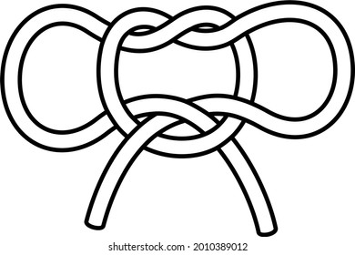 Handcuff knot. Vector outline illustration.