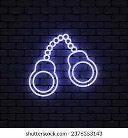 Handcuff neon, great design for any purposes. Vector illustration