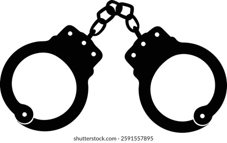 Handcuff Silhouette Vector Illustration, Police Issues Handcuff Lock Icon Vector