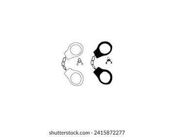 Handcuff silhouettes Icon Isolated on a white background.