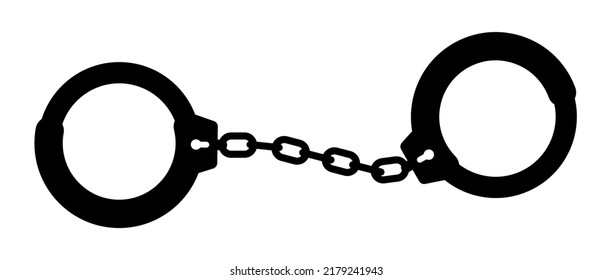 Handcuff Vector Black Icon Police Prison Illustration. Handcuffs Arrest Icon Jail Cuffs