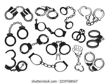 Handcuff Vector Bundle For Print, Handcuff Clipart, Handcuff Illustration