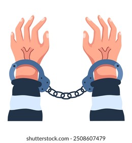 handcuffed criminais e criminais mãos.flat estilo de ilustração no fundo branco